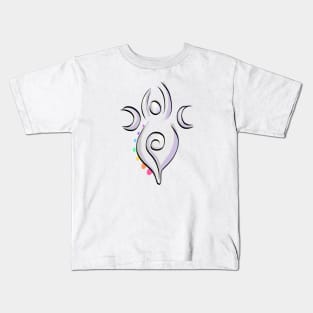 Spiral Goddess T-Shirt Three Symbol Wiccan Pagan and Chakras - on light Kids T-Shirt